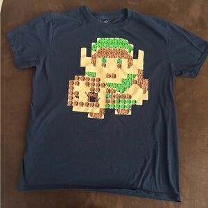 Pixel Link Graphic Tee - Navy with Green & Tan Design